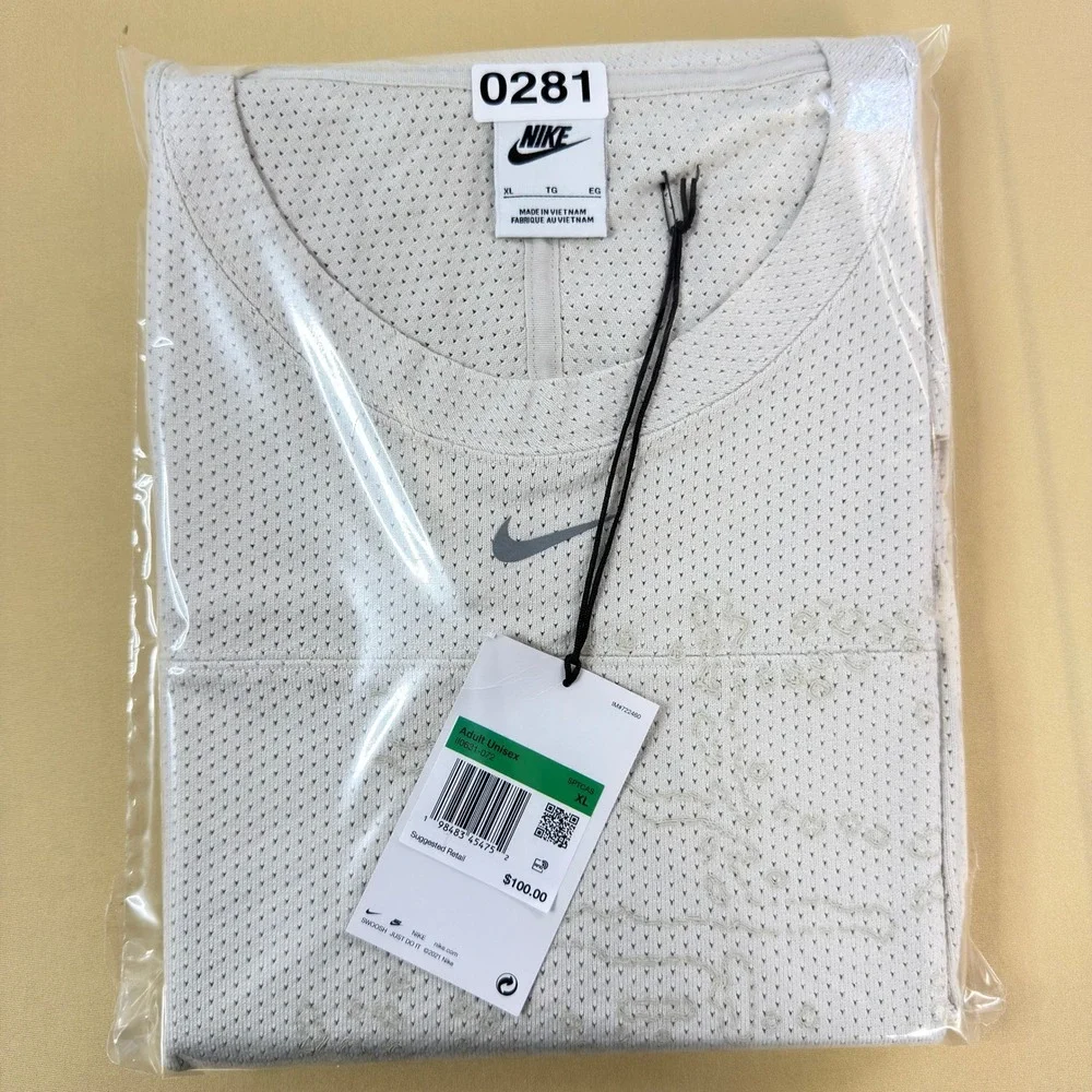 NEW Nike Sportswear Premium Essentials Oversized Mesh Crewneck Sweatshirt BoneXL